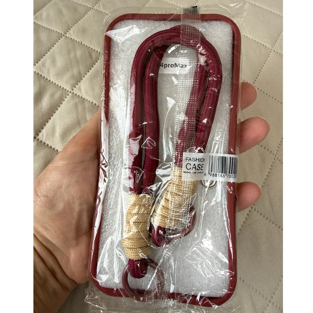 iPhone 14 Pro Max Case Burgundy Floral Psalm 46:5 Lanyard Strap New